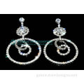 link round ring earring with rhinestone design